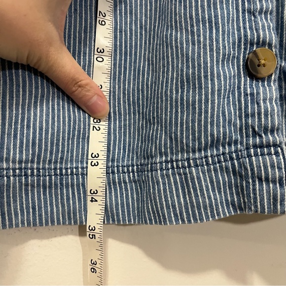 Old Navy Women's Denim Blue Striped Dress Overall Sleeveless Button Front Sz L - Picture 16 of 16